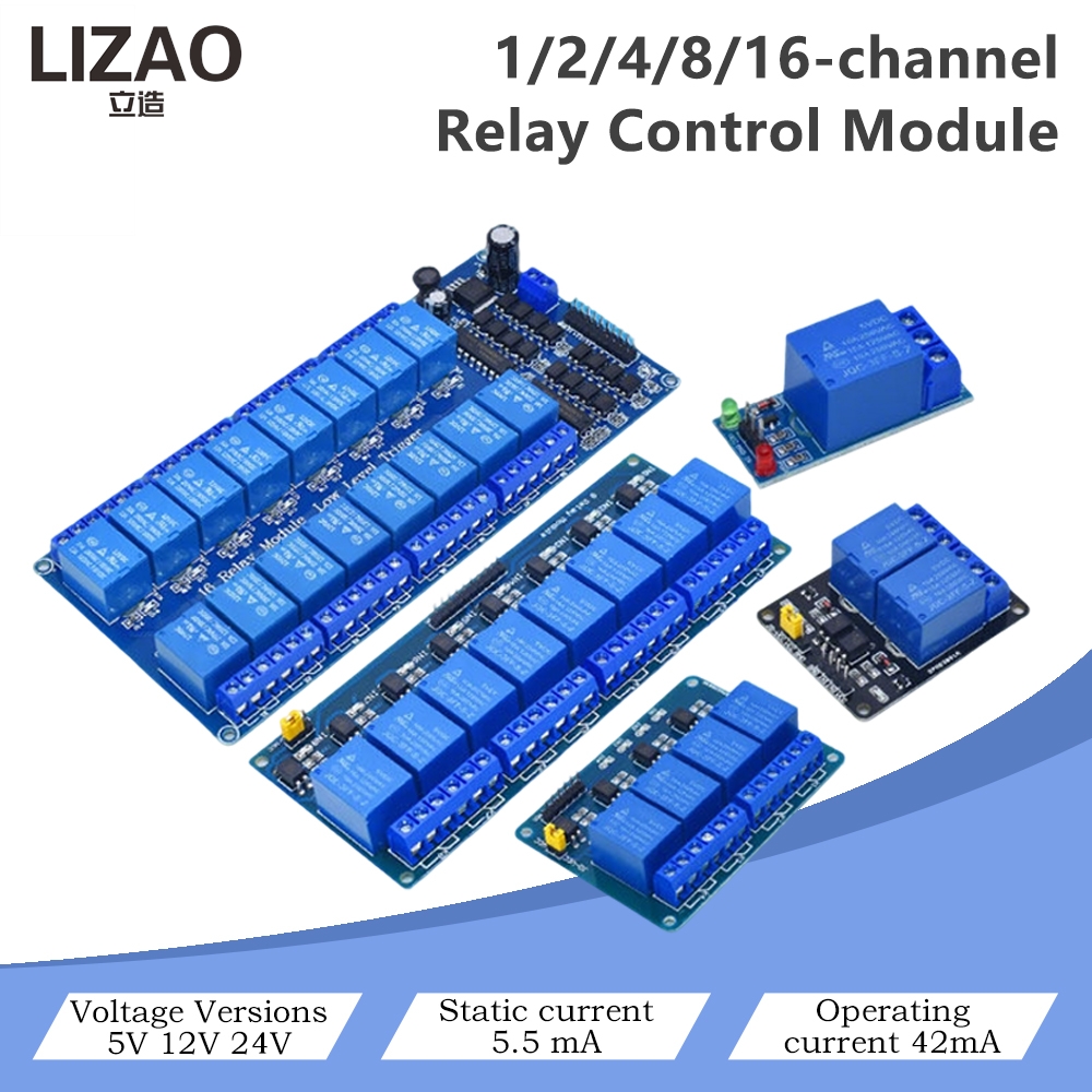 Home Automation With Arduino - 5V/12V/24V 1/2/4/8/16 Channel Relay Control Module,